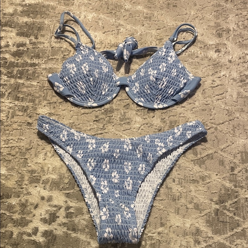 Blue Floral Bikini Set